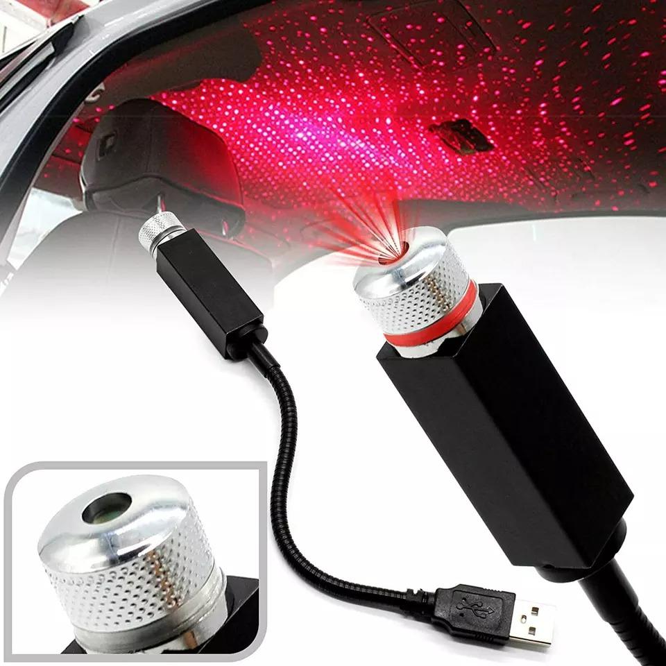 Star Lamp USB Car Star Ceiling Light Sky Projection Lamp Romantic Night Lights Car Fancy Lights (Red)
