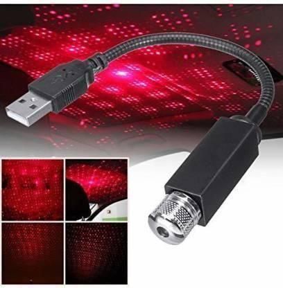 Star Lamp USB Car Star Ceiling Light Sky Projection Lamp Romantic Night Lights Car Fancy Lights (Red)