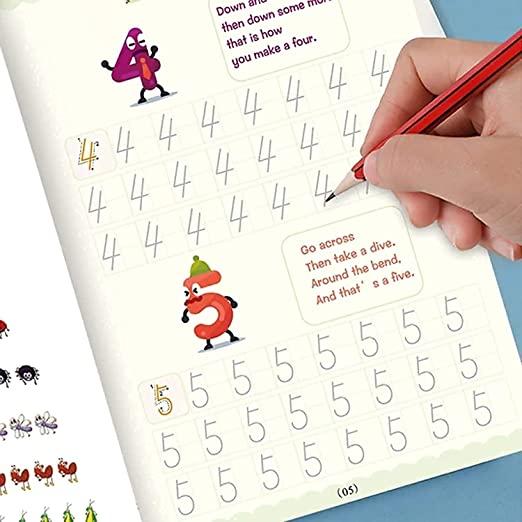 Kids Practice Book Tracing Book for Preschoolers with Pen, Magic Calligraphy Copybook Set Practical Reusable Writing Tool Simple Hand Lettering ( pack of 1)