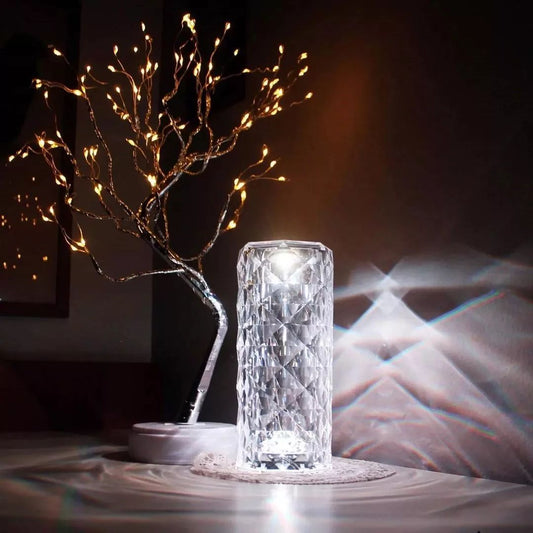 Crystal Table Lamp with Touch Remote Control USB Rechargeable