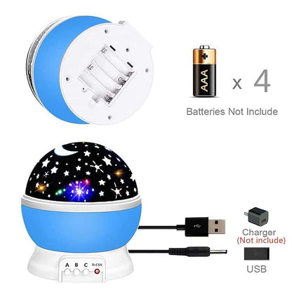 Rotating 360 Degree Moon Night Light Lamp Projector with Colors and USB Cable