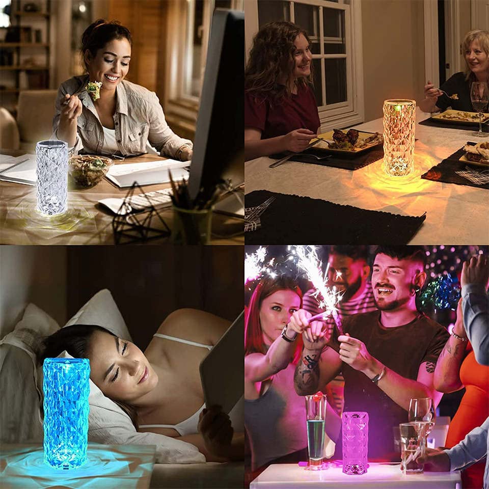 Crystal Table Lamp with Touch Remote Control USB Rechargeable