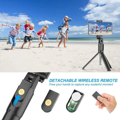 Extendable Flash 3-in-1 Selfie Stick Tripod with Bluetooth Remote