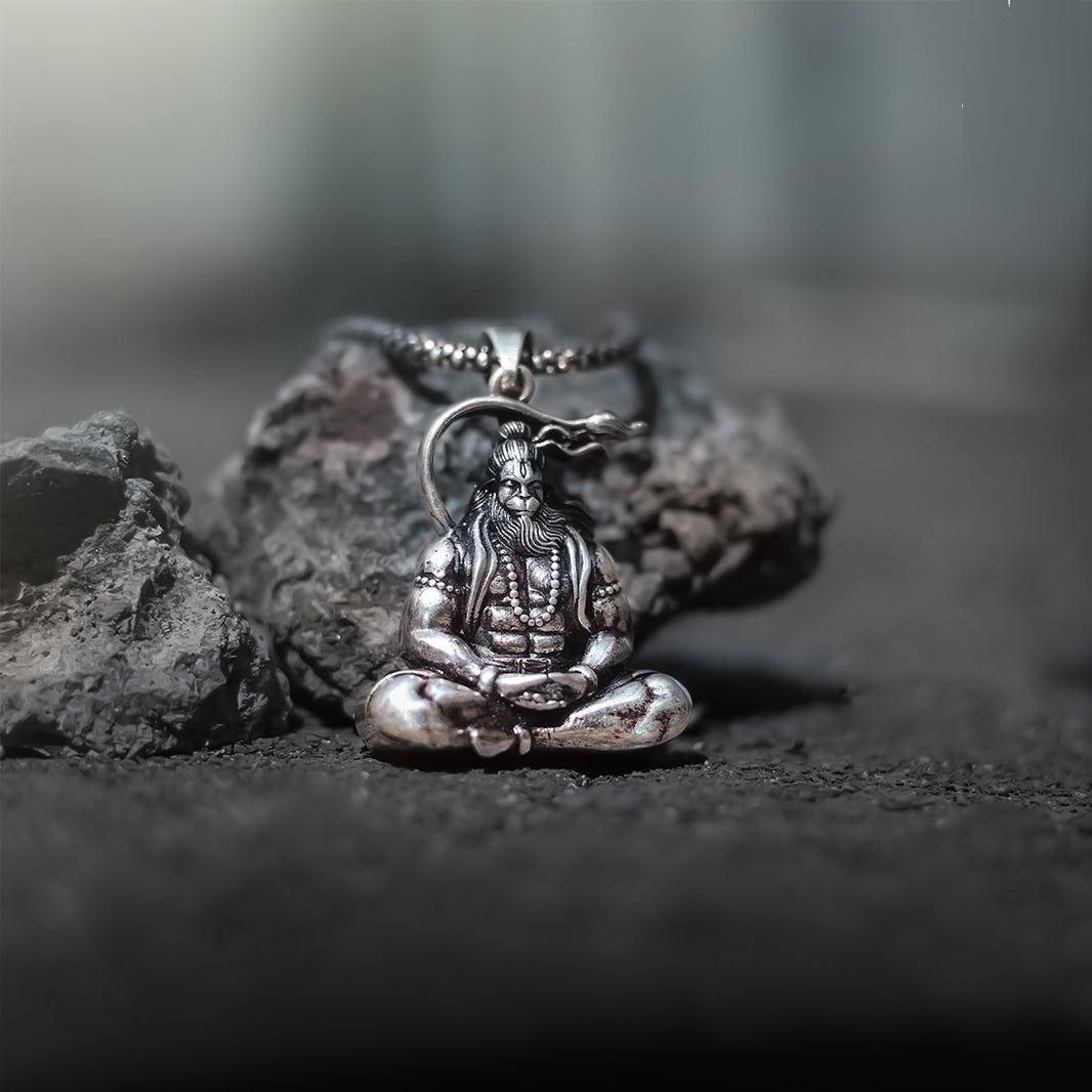 Shri Hanuman Ji Silver Locket With Chain