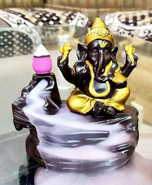 Handcrafted Meditation Monk Ganesha Smoke Backflow Cone Incense holder