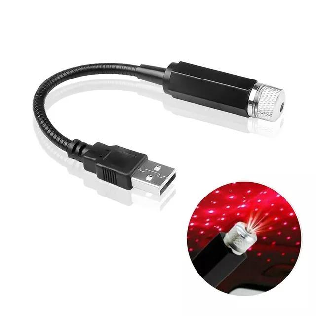 Star Lamp USB Car Star Ceiling Light Sky Projection Lamp Romantic Night Lights Car Fancy Lights  (Red)